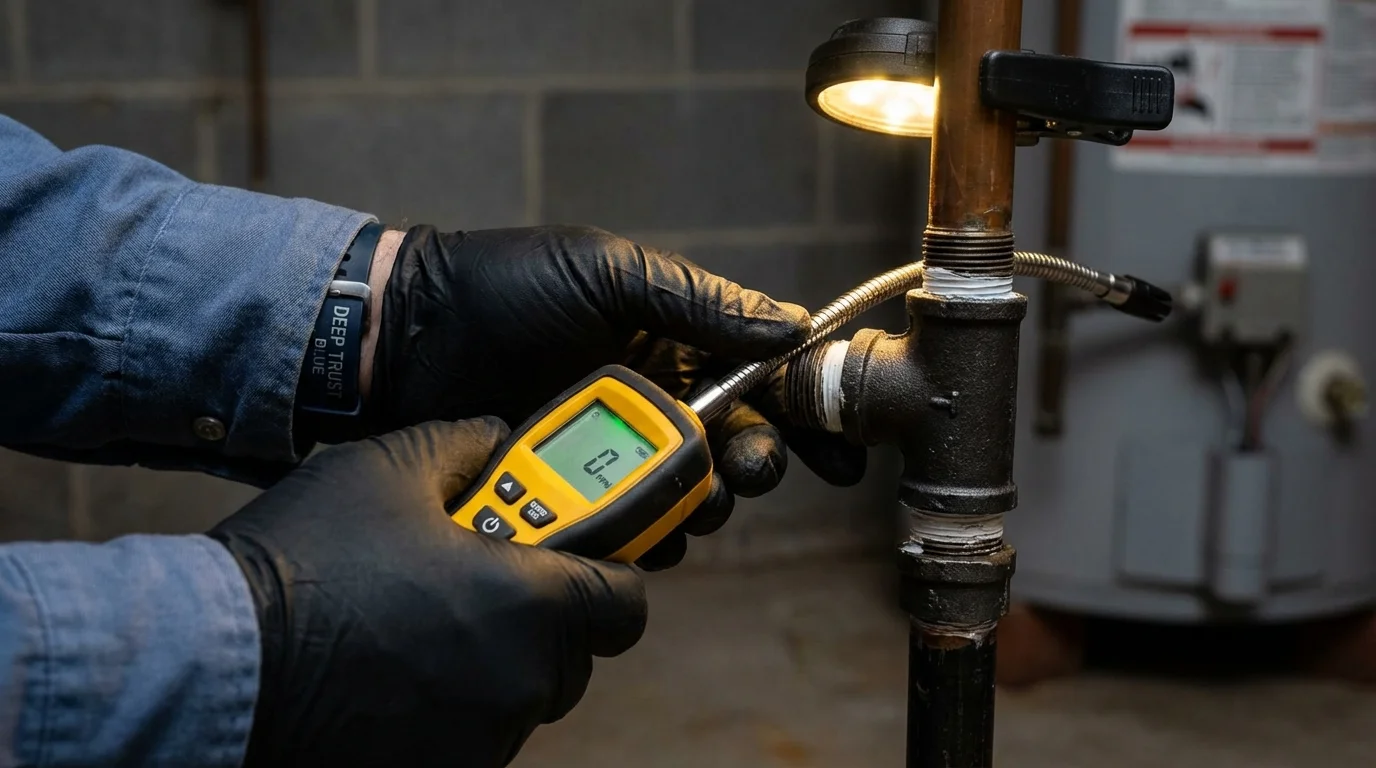 Gas leak detection with electronic sniffer by Johns Plumbing LLC in Bennington