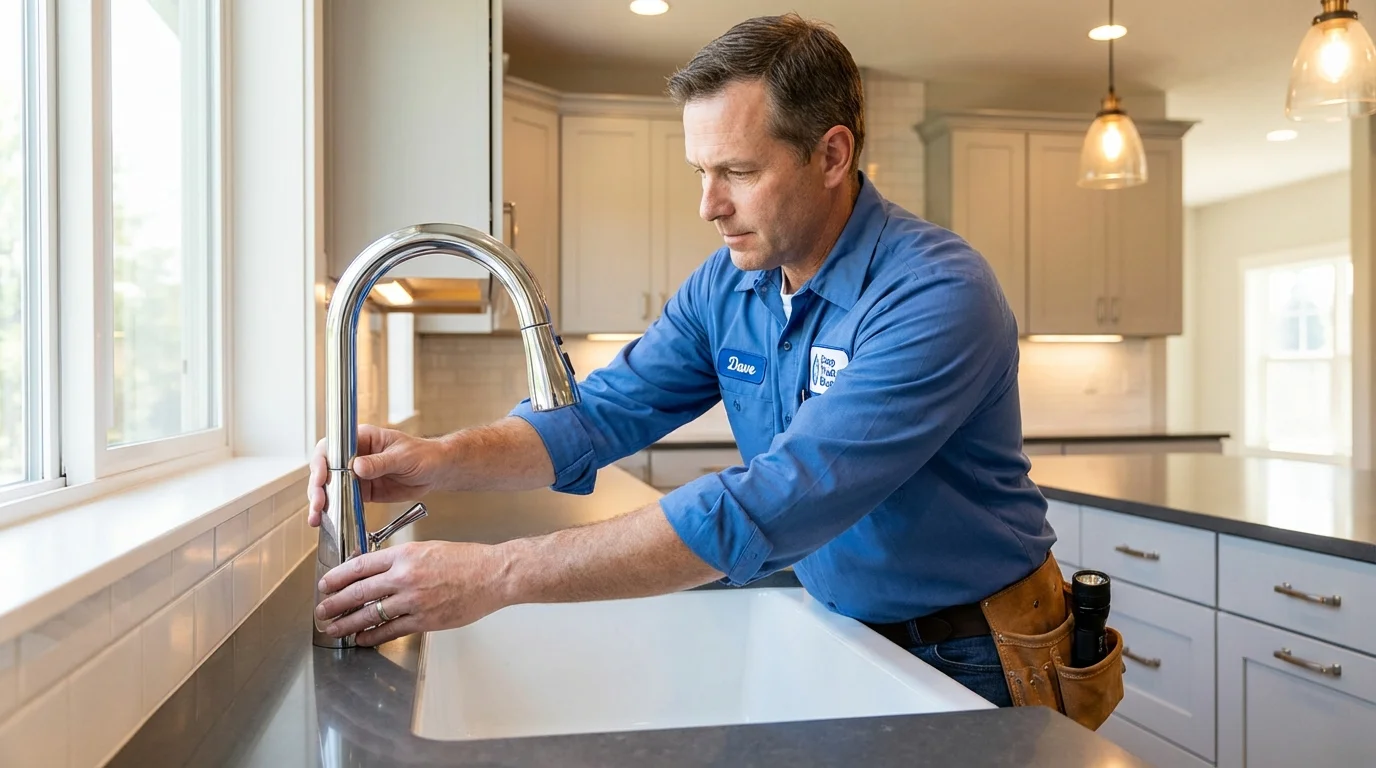 Kitchen faucet installation by Johns Plumbing LLC in Bennington
